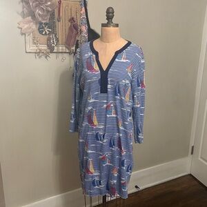 Lands' End Blue Striped Swim Coverup